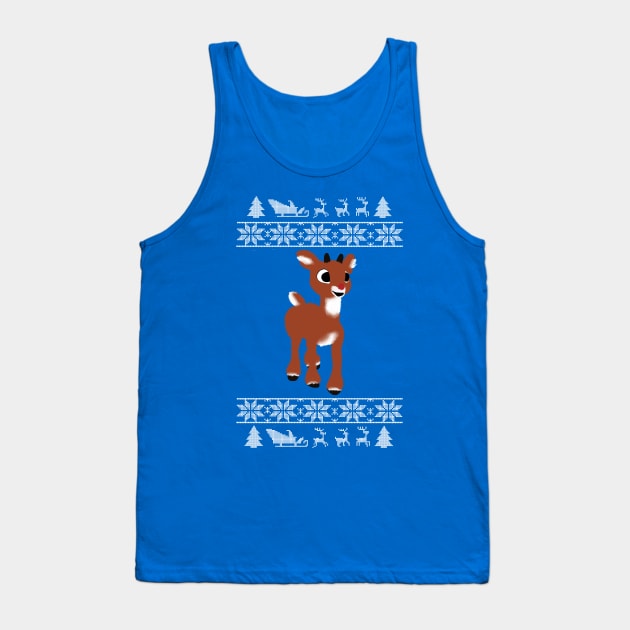 Rudolph ugly Christmas sweater Tank Top by bowtie_fighter